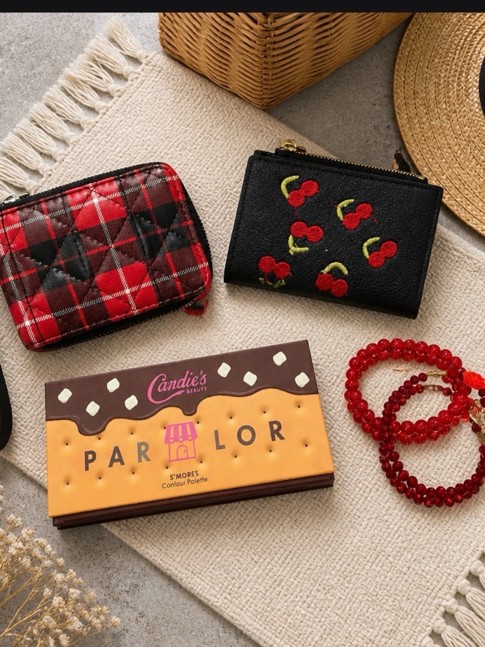 Black Card & wallet Holder and a Red Cherry Embroidery  wallet NWOT